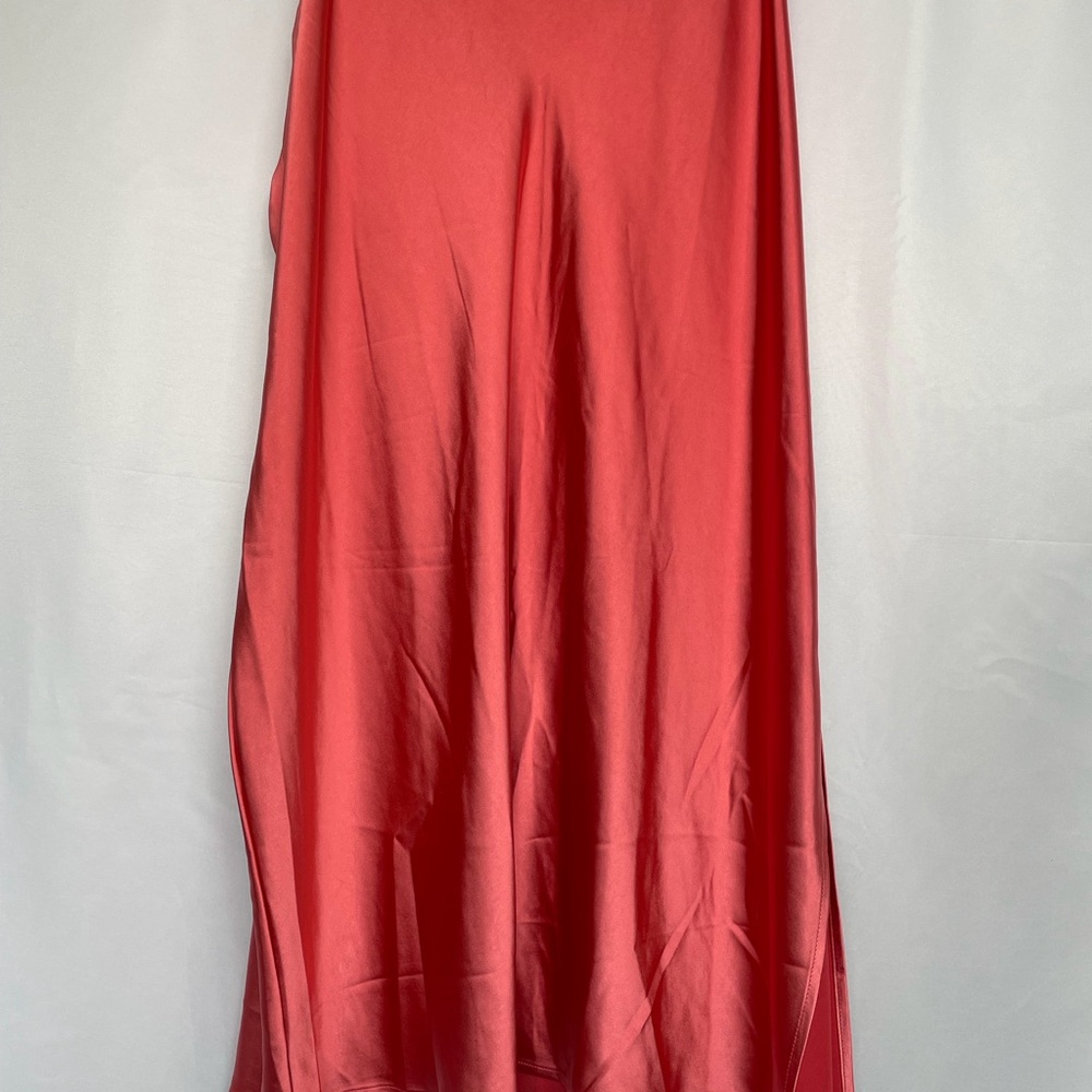 NWT Romantic Clean Girl 90s Minimalist Calypso Coral Satin Midi Slip Skirt XXL - Picture 8 of 9
